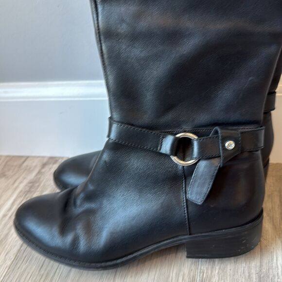 RALPH LAUREN Makaila Black Leather Riding Boots Size 6.5 Designer Classic - Picture 3 of 8